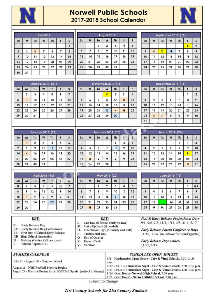 Norwell Public Schools Calendars Norwell MA