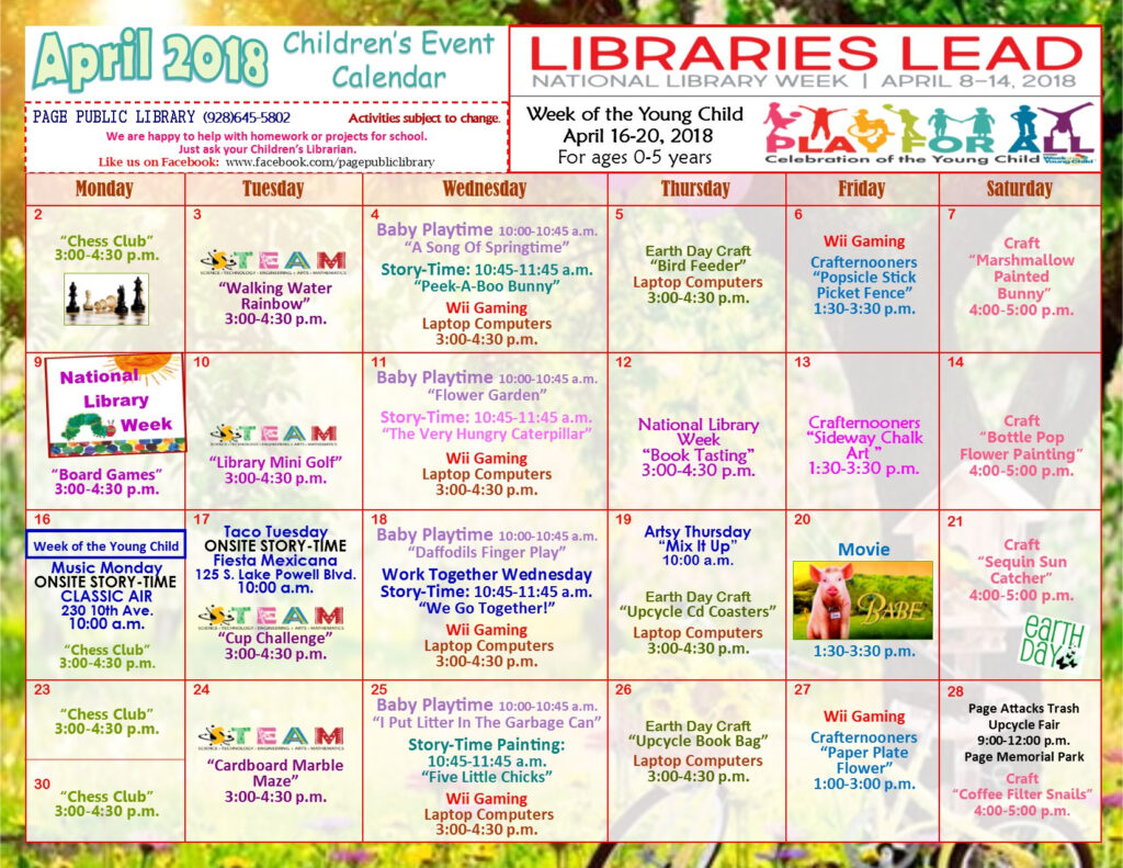 Page Public Library Children s Event Calendar Children Youth News 