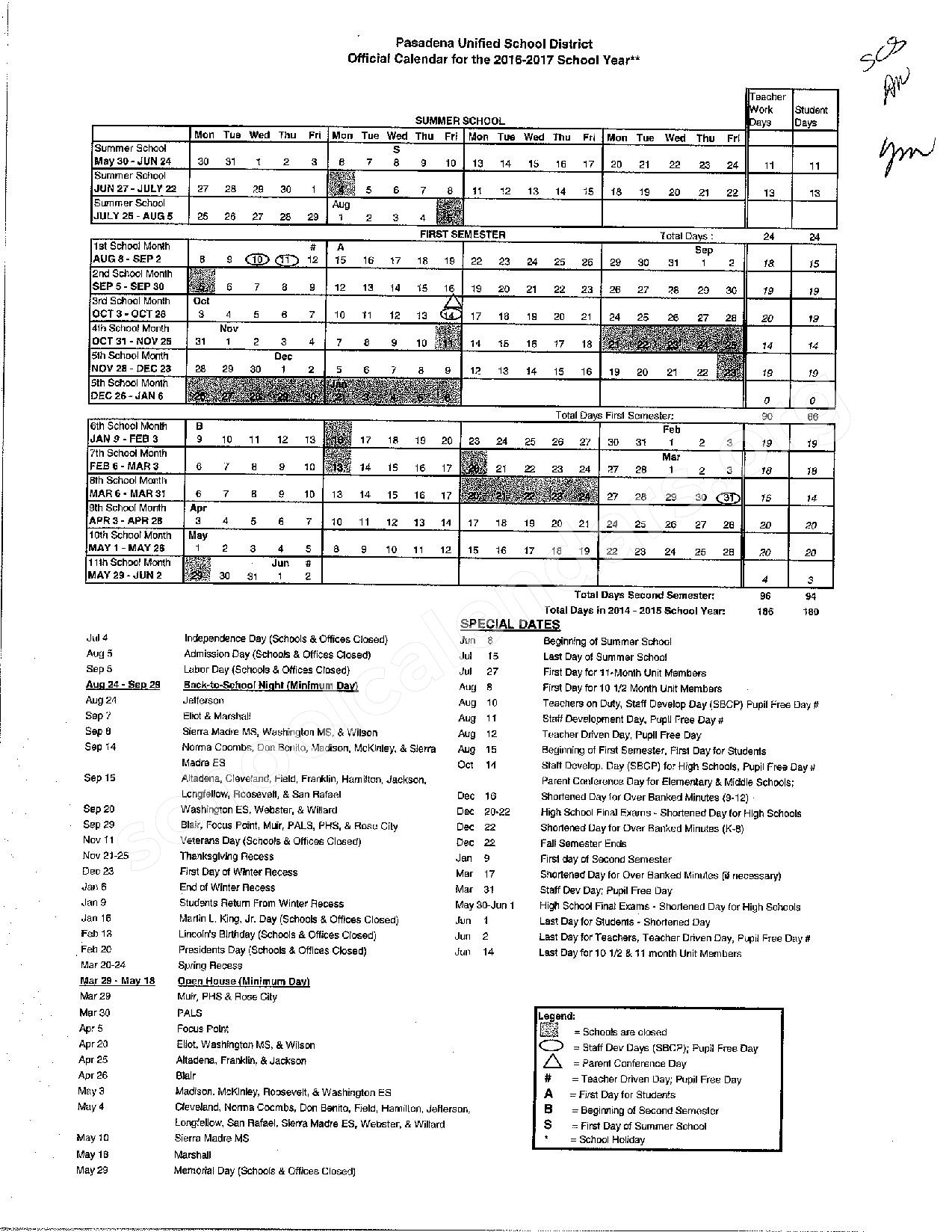 Pasadena Unified Calendar For 2022 2023 January Calendar 2022