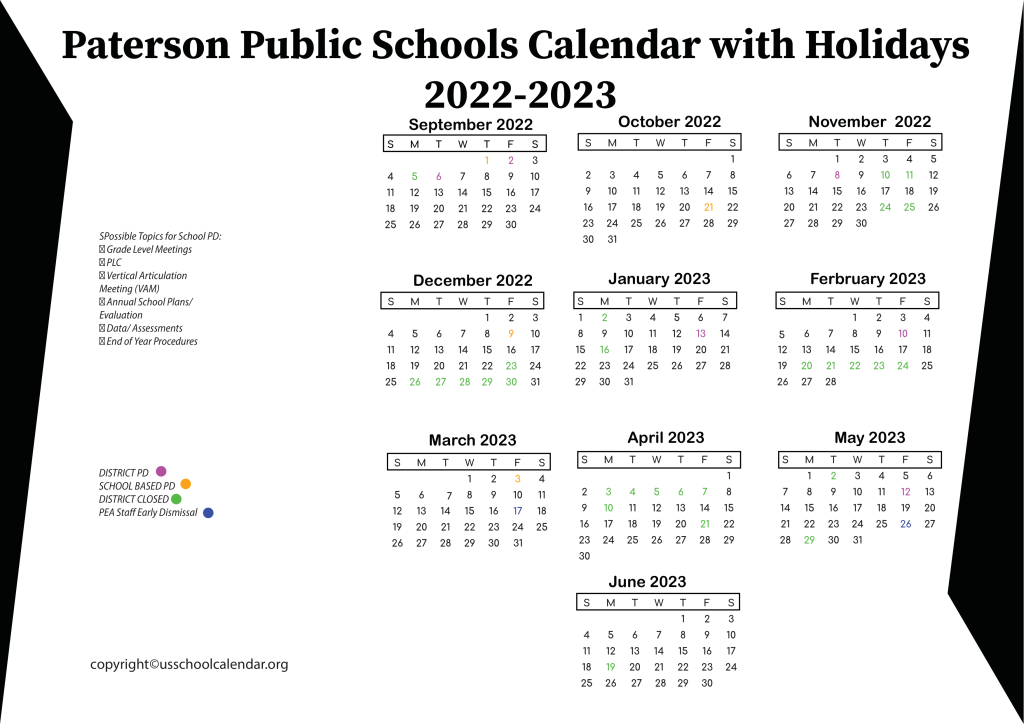 Paterson Public Schools Calendar 2022 US School Calendar