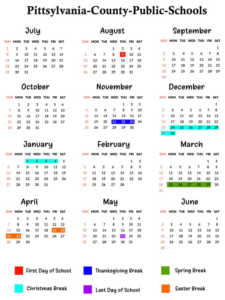 Pittsylvania County School Calendar School Calendar Calendar 