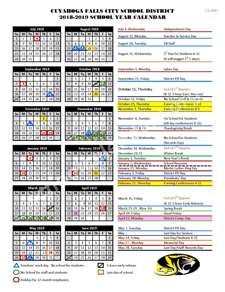 Preston Elementary School Calendars Cuyahoga Falls OH