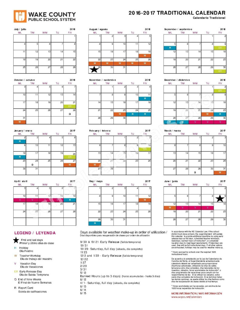 Print Out Mecklenburg County School Calendar Example Calendar Printable