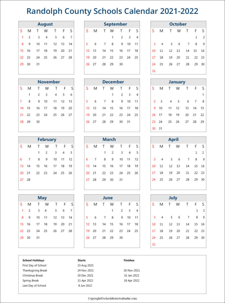 Randolph County Schools Calendar Holidays 2022 2023