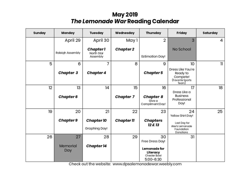 Reading Calendar Duluth Public Schools Academy One District One Book