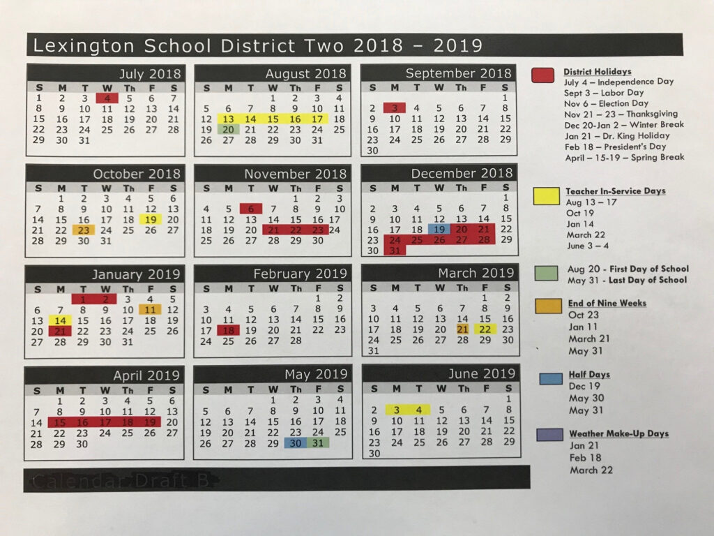 Richland 2 Calendar 2019 Free Calendar Template