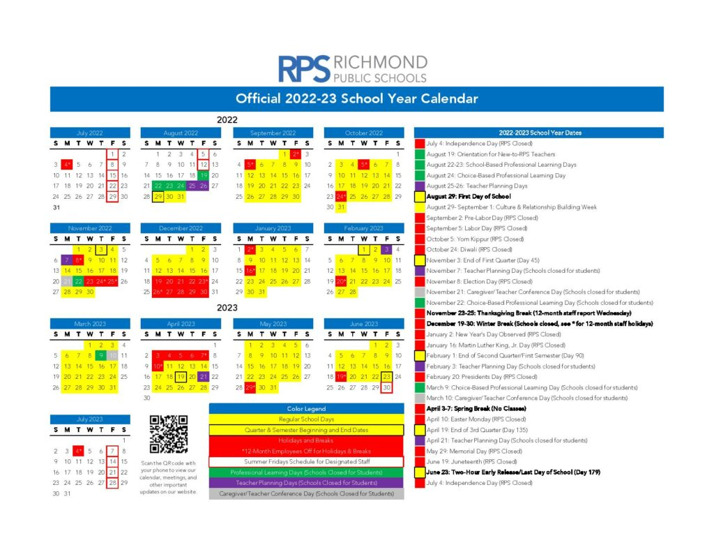 Richmond Public Schools Calendar 2022 2023 