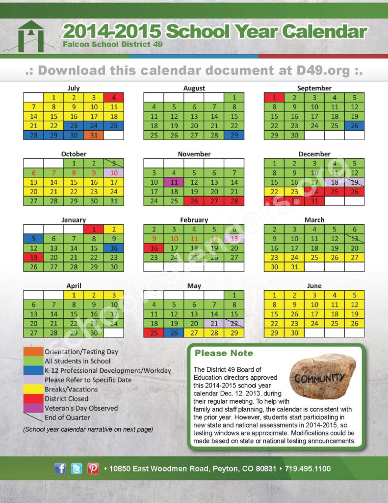 Ridgeview Elementary School Calendars Colorado Springs CO