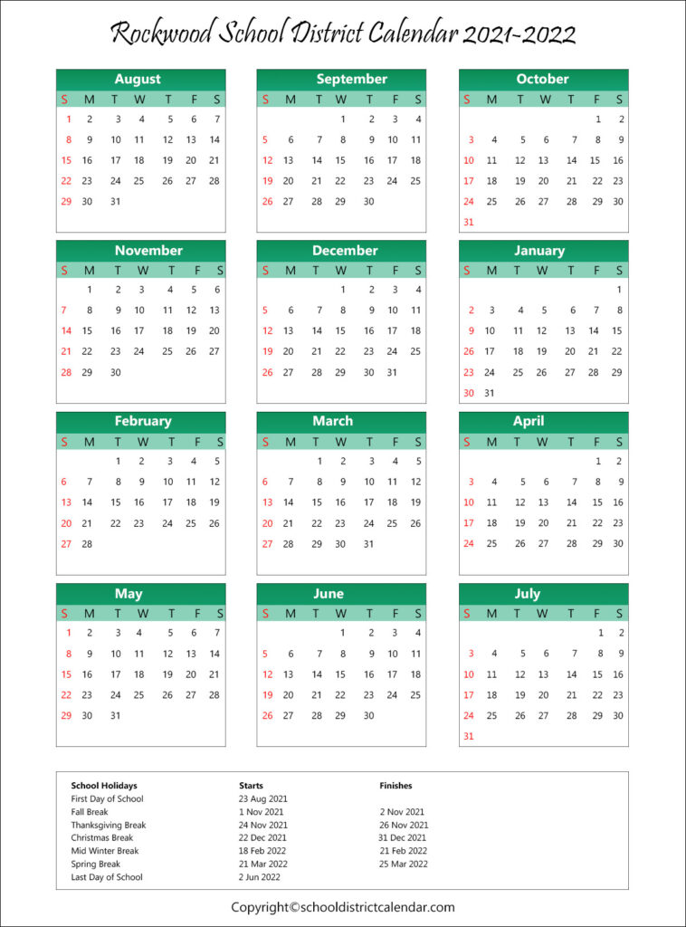 Rockwood School District Calendar Holidays 2021 2022