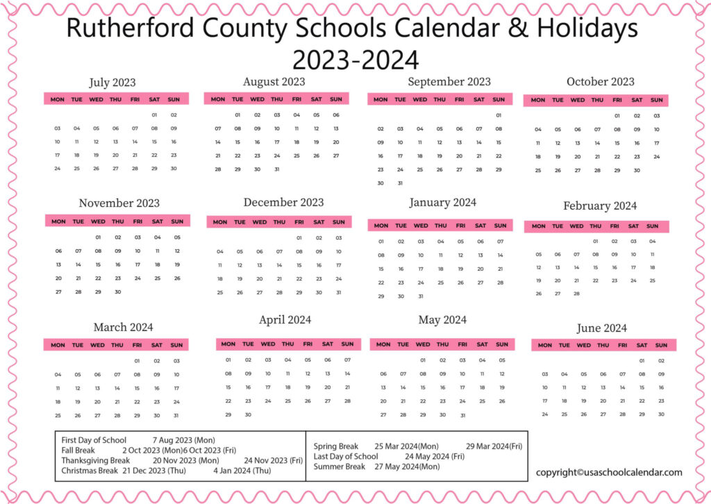 Rutherford County Schools Calendar Holidays 2023 2024