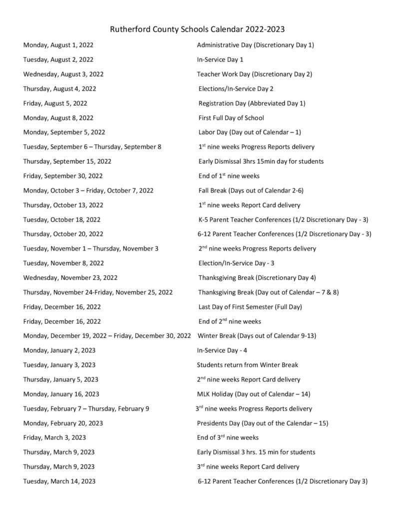 Rutherford County Schools Tn Calendar 2023 Get Calendar 2023 Update