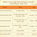 Salinas Union High School District Calendar US School Calendar