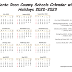 Santa Rosa County Schools Calendar With Holidays 2022 2023