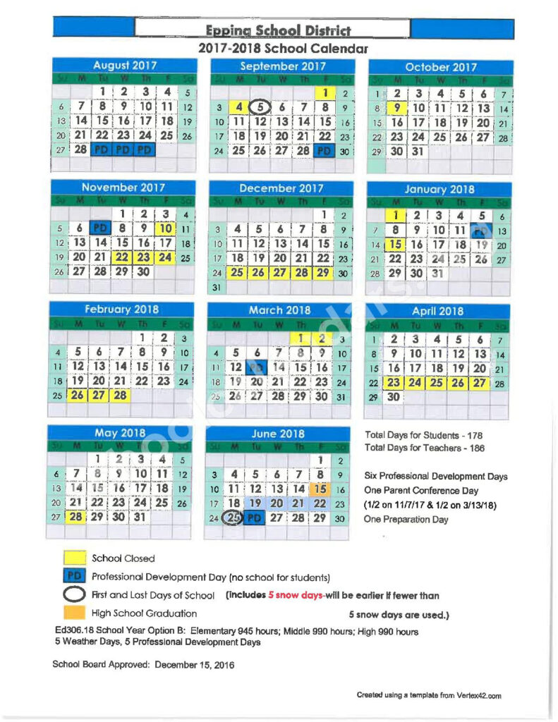 SAU 14 Epping School District Calendars Epping NH