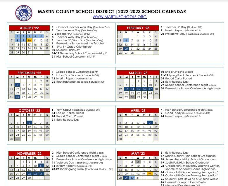 School Board Approved Calendars For The 2022 23 School Year Port 