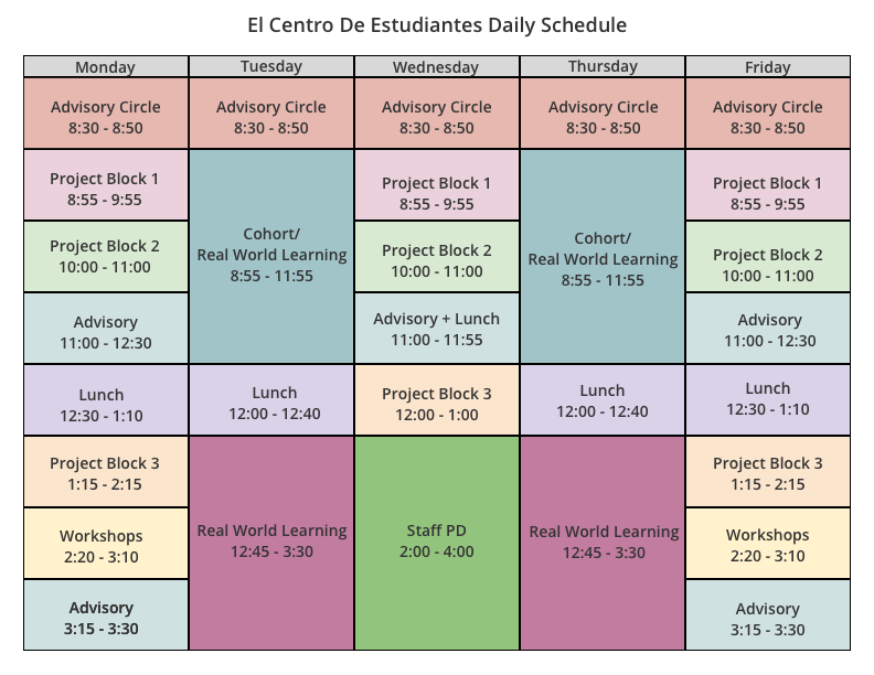 School Calendar Schedule Miscellaneous El Centro De Estudiantes