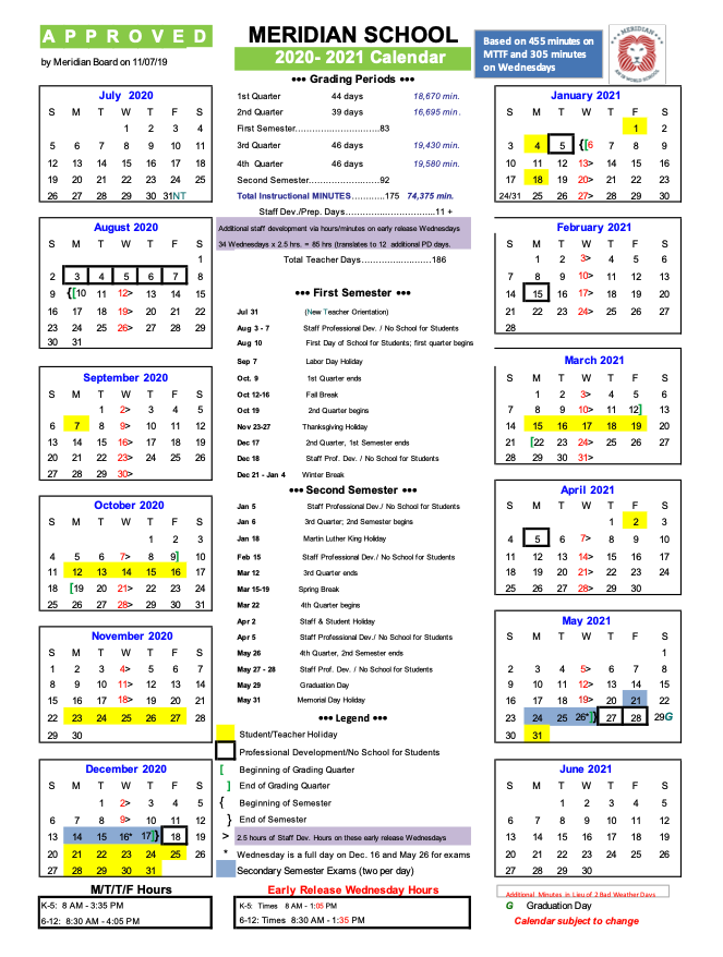 Meriden Public School Calendar 2023