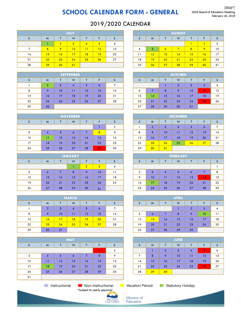 School District 35 Langley Calendar 2020 And 2021 PublicHolidays