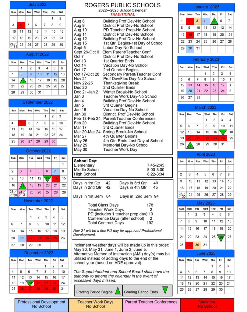 School Year Calendar Overview