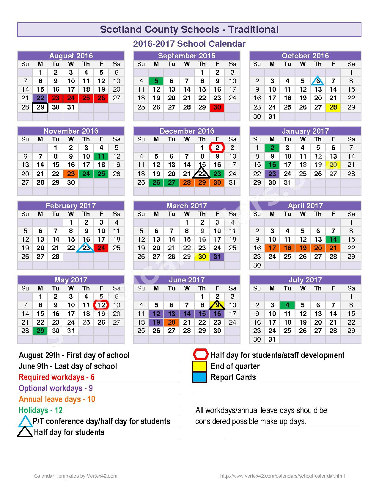 Scotland County Schools Calendars Laurinburg NC