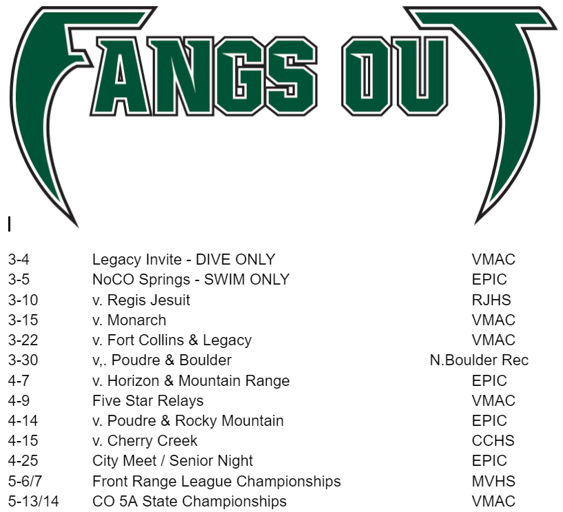 Season Calendar FOSSIL RIDGE HIGH SCHOOL SWIMMING DIVING