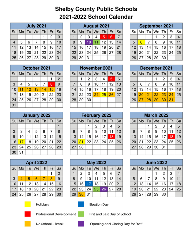 Shelby County Calendar Customize And Print