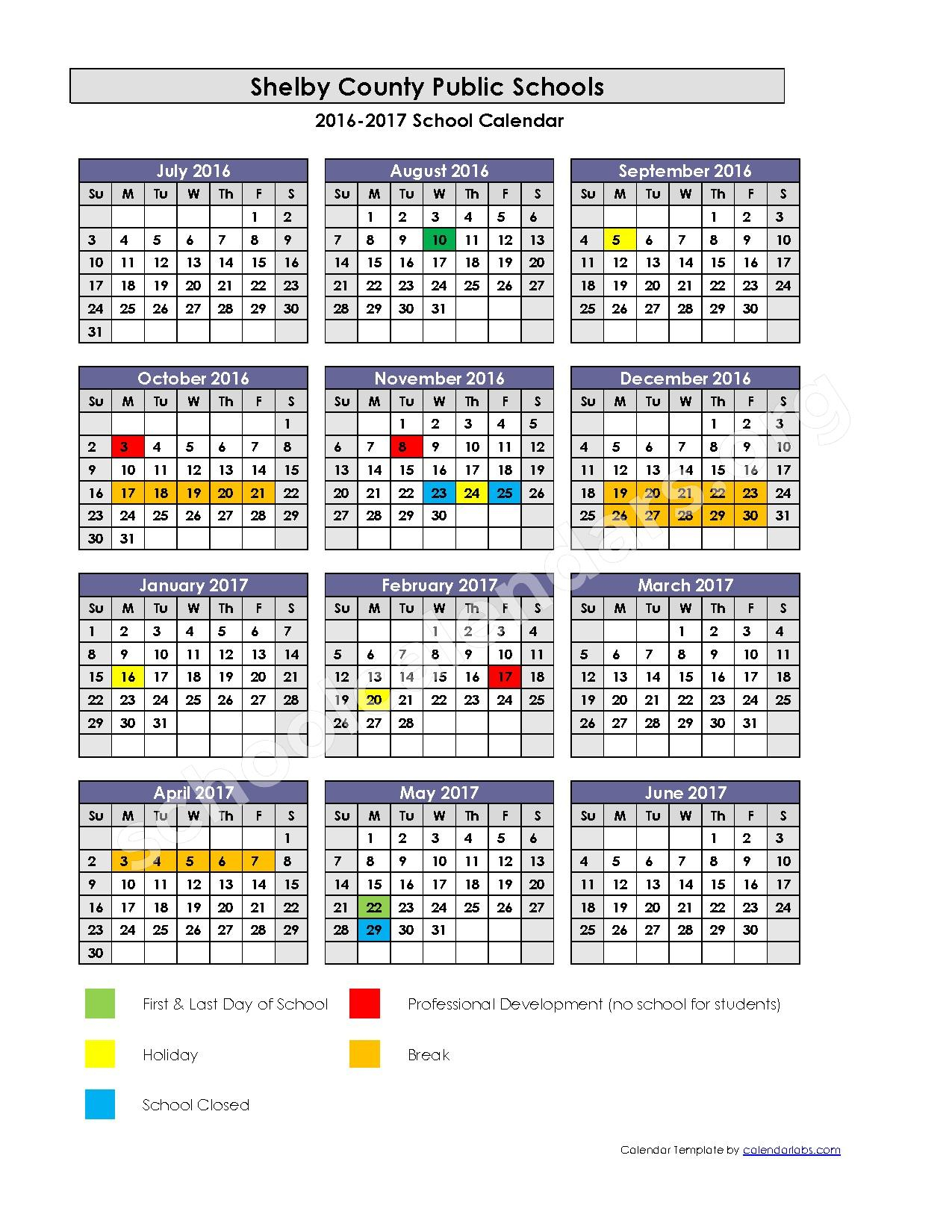 Shelby County School District Calendars Shelbyville KY