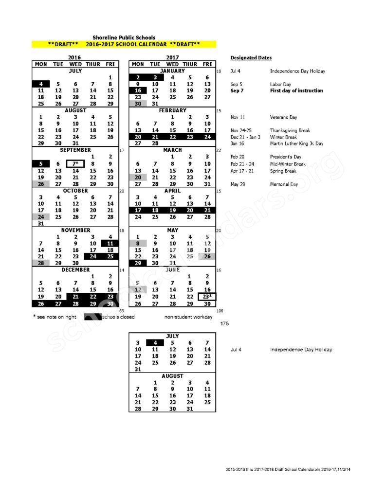 Shorecrest High School Calendars Shoreline WA