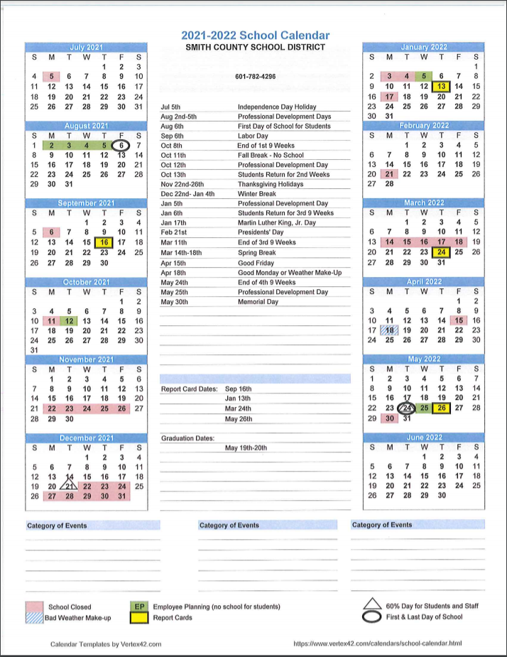 Smith County School District Calendar 2023 2024