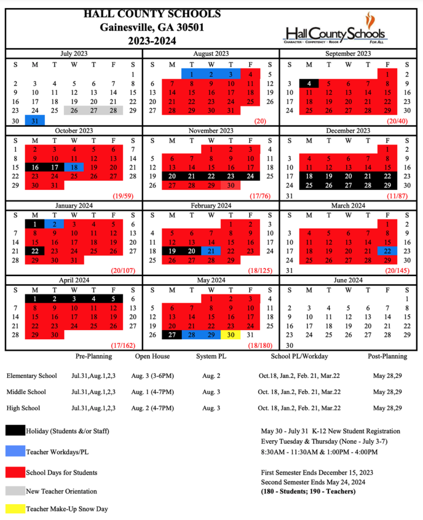 Some Highlights For The 2023 24 Hall School Calendar Gainesville Times