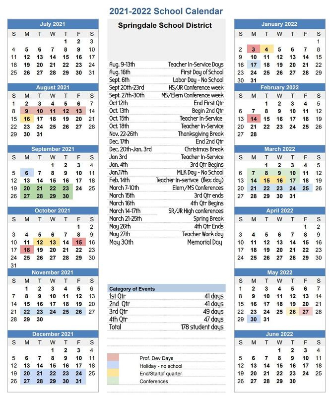 Springdale Public Schools Calendar 2022 And 2023 PublicHolidays