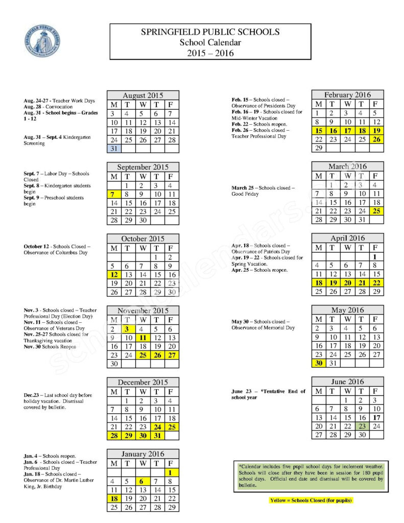 Springfield Missouri Public Schools Calendar 2022 Schoolcalendars