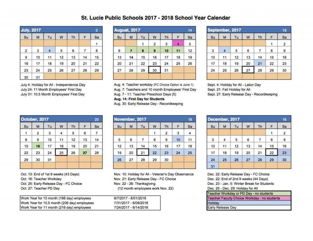 St Lucie County School Calendar Qualads
