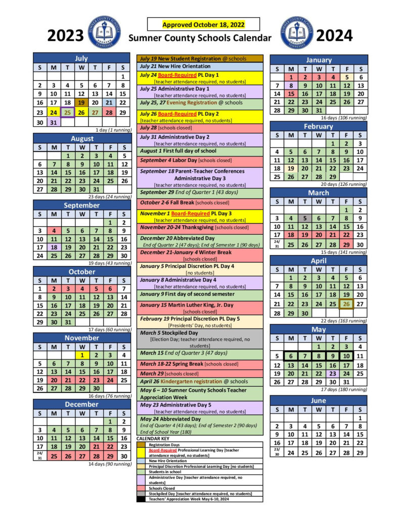 Sumner County Schools Calendar Holidays 2023 2024