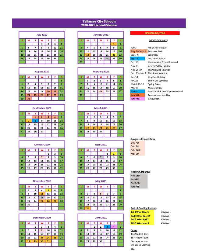 Tallassee City Schools Holiday Calendar 2023 2024 District School 