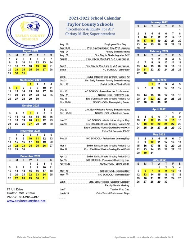 Taylor Road Elementary School Calendar 2022 Schoolcalendars