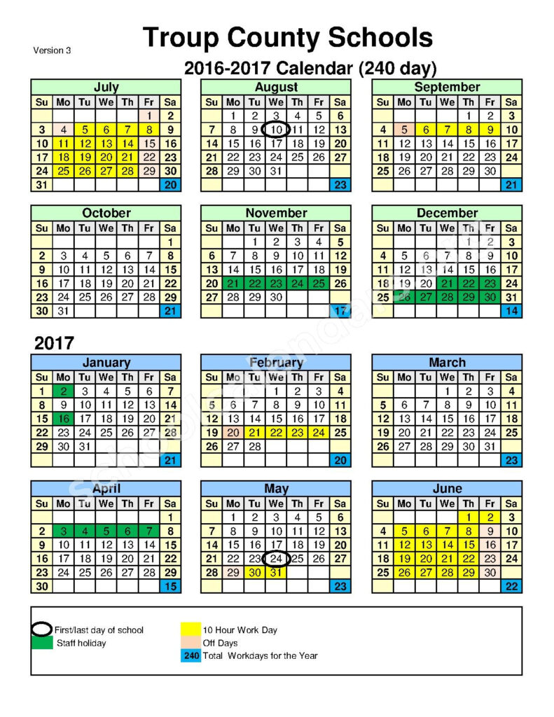 Troup County School District Calendars LaGrange GA