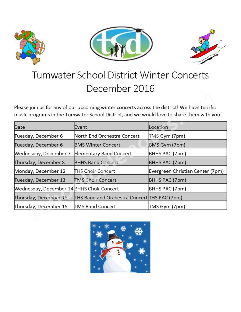 Tumwater School District Calendars Tumwater WA