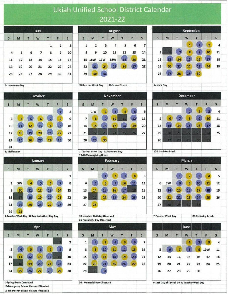 Ukiah High School Bell Schedule 2021 22 2021 22 School Year Ukiah 