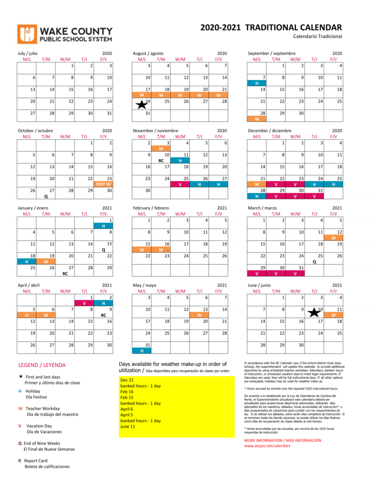 Wake County School Calendar 2021 2022 Important Update