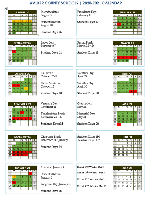 Walker County Schools Calendar Outlook Calendar 2022