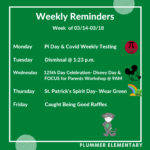 Weekly Reminders Recordatorios Semanales Plummer Elementary