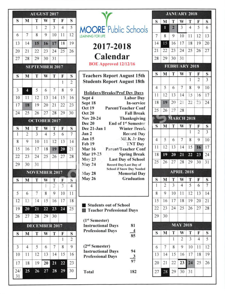 Westmoore High School Calendars Oklahoma City OK