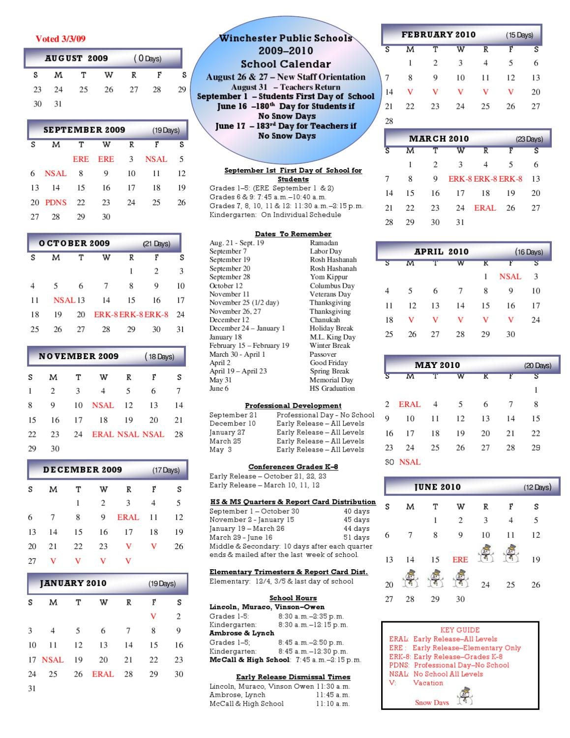 Winchester 09 10 District Calendar By Tim Costa Issuu