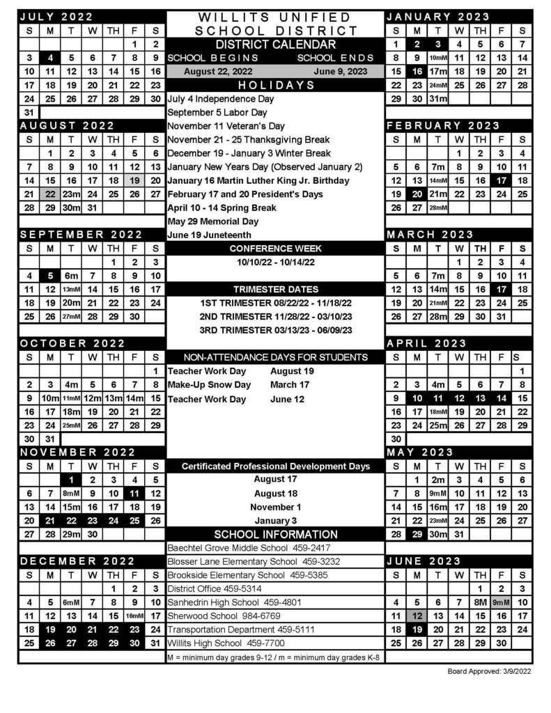 Wusd Calendar Customize And Print
