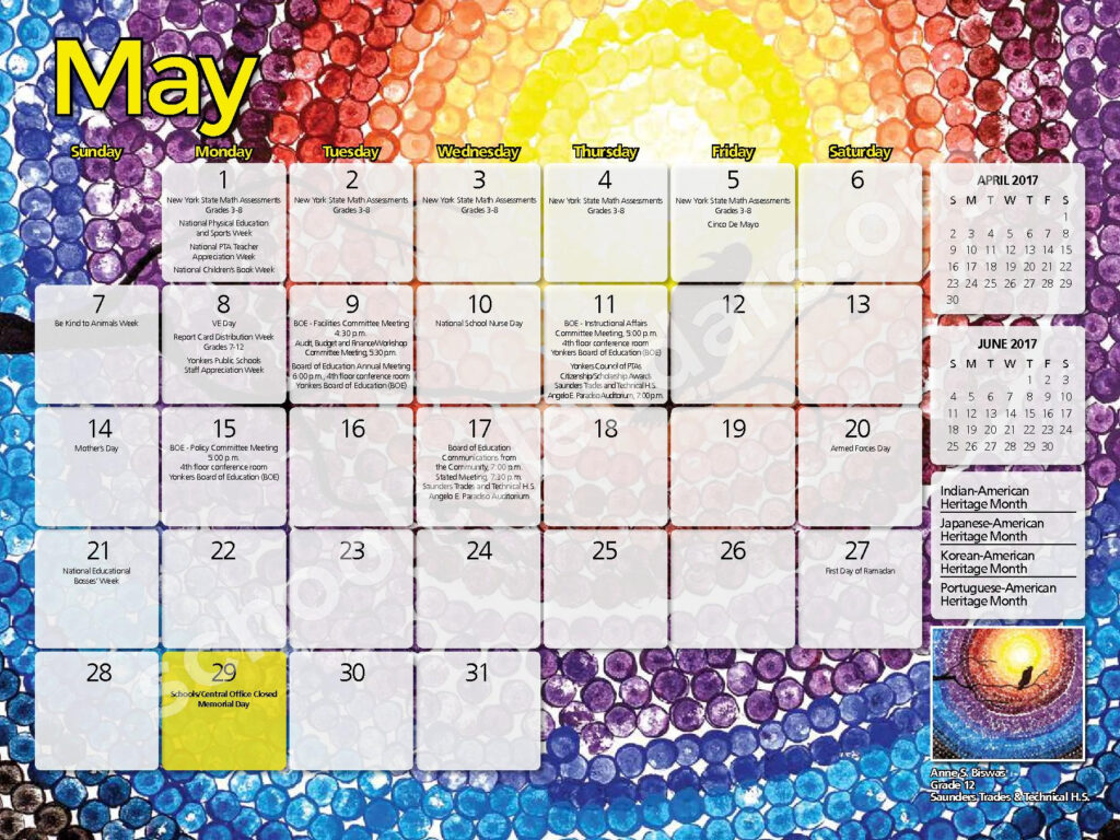 Yonkers City School District Calendars Yonkers NY