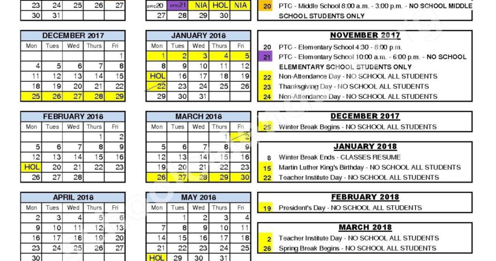 York 1 School Calendar Working Calendar